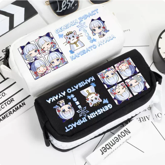 

Anime Genshin Impact Kamisato Ayaka Pencil Case Oxford Canvas Storage Bag Pencil Box Pencilcase School Pen Bag 1732