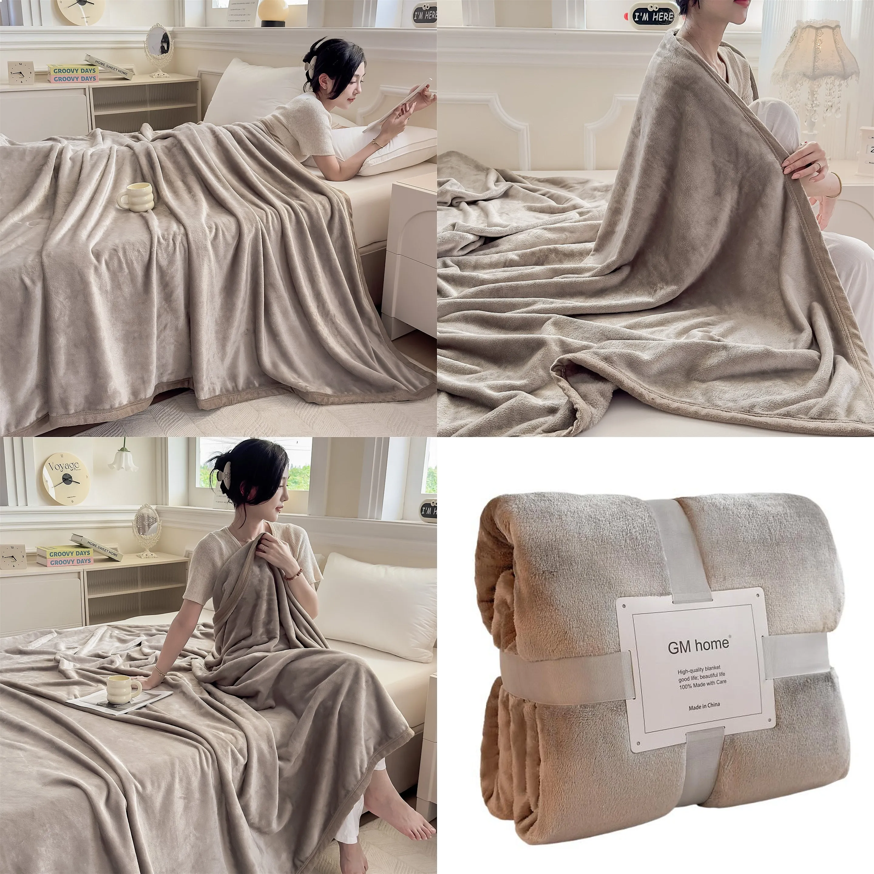 Super Thick 320g Solid Color Aviation Blanket Air Conditioner Car Office Class A Nap Blanket