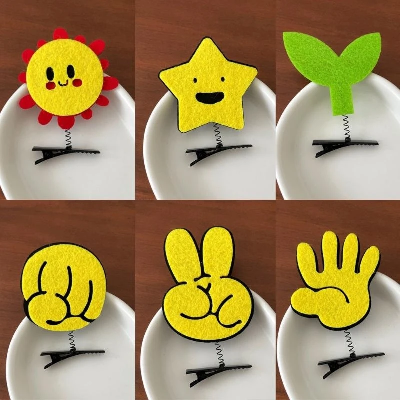 R1WE Exclamation Mark Showy Hair Clip Fun Showy with Flower Side Clip for Girls