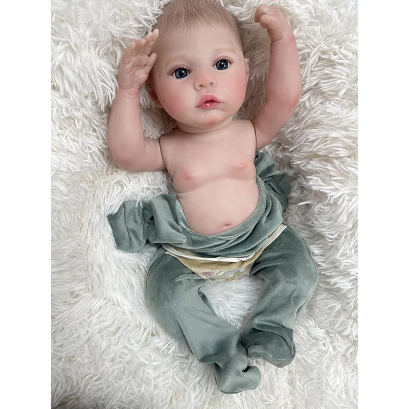 18inch Reborn Meadow Silicone Baby Doll Hand Detail Painted 3D Skin with Visible Veins Handmade Real Looking Baby Dolls Girl Toy