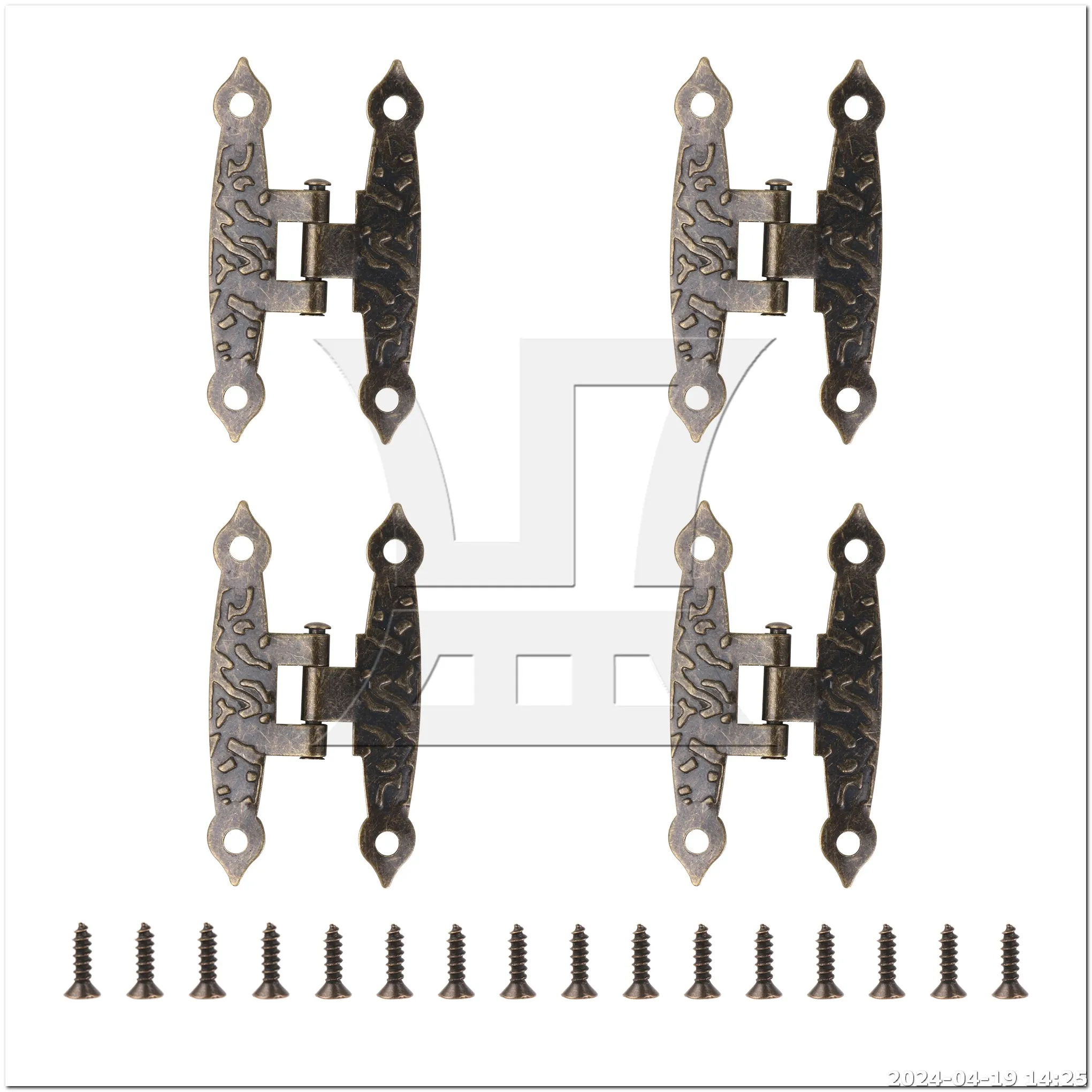 

BQLZR 4 Pcs Vintage H-Shape Hinges with Screws for Furniture 2.56 x 1.38 Inch