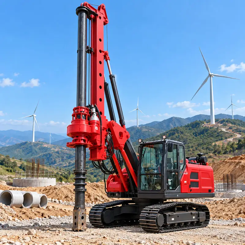 Foreuse rotative sur chenilles de qualité construction avec mobilité sur site pour fondations de routes, foreuse de pieux personnalisée
