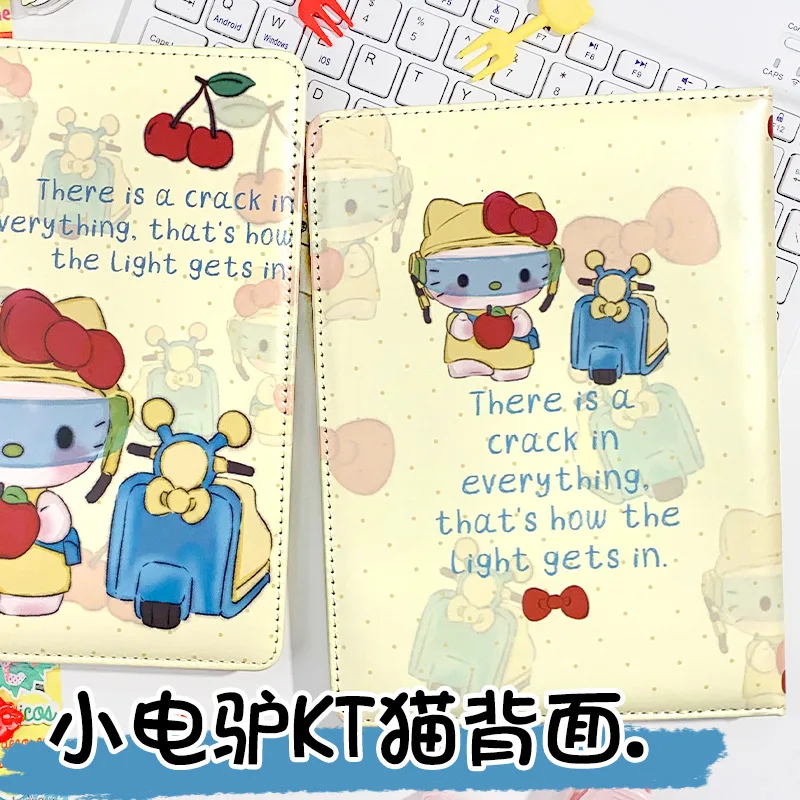 New Sanrio Hello Kitty A5 Leather Cover Notebook Cartoon Cute Full-Color Inner Page Horizontal Line Student Diary Gift