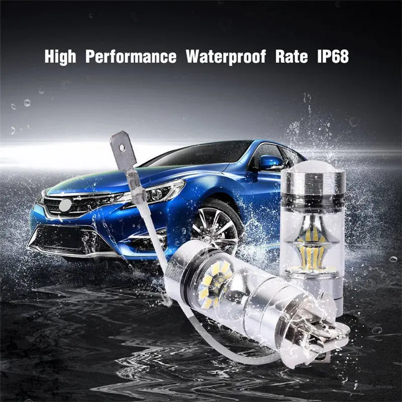 2pcs H3 Led Car CSP LED Fog Headlight Bulbs 3000K 6000K White 12000K Auto Fog Lamp Day Running Light