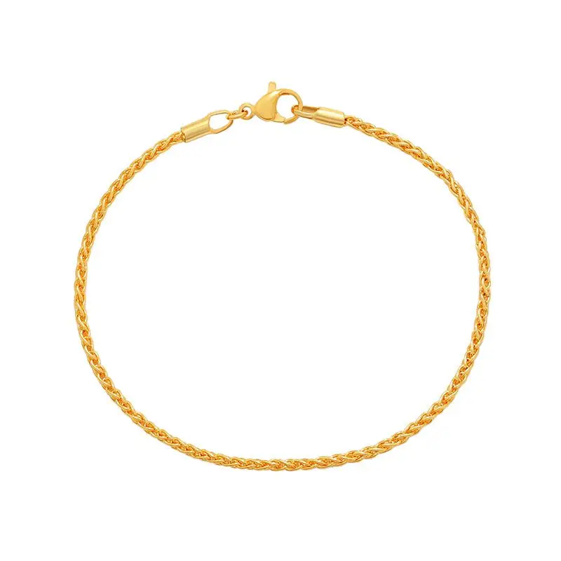 XP Jewelry -- ( 19 cm x 2 mm ) 24 k Yellow Gold Plated Tiny Weave Bracelets For Men Women Fashion Jewelry