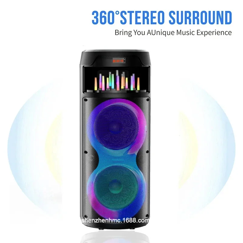 Caixa De Som Dual 8-inch Speakers Subwoofer Portable Party Karaoke Sound System 100W Power Outdoor Wireless Bluetooth Speaker