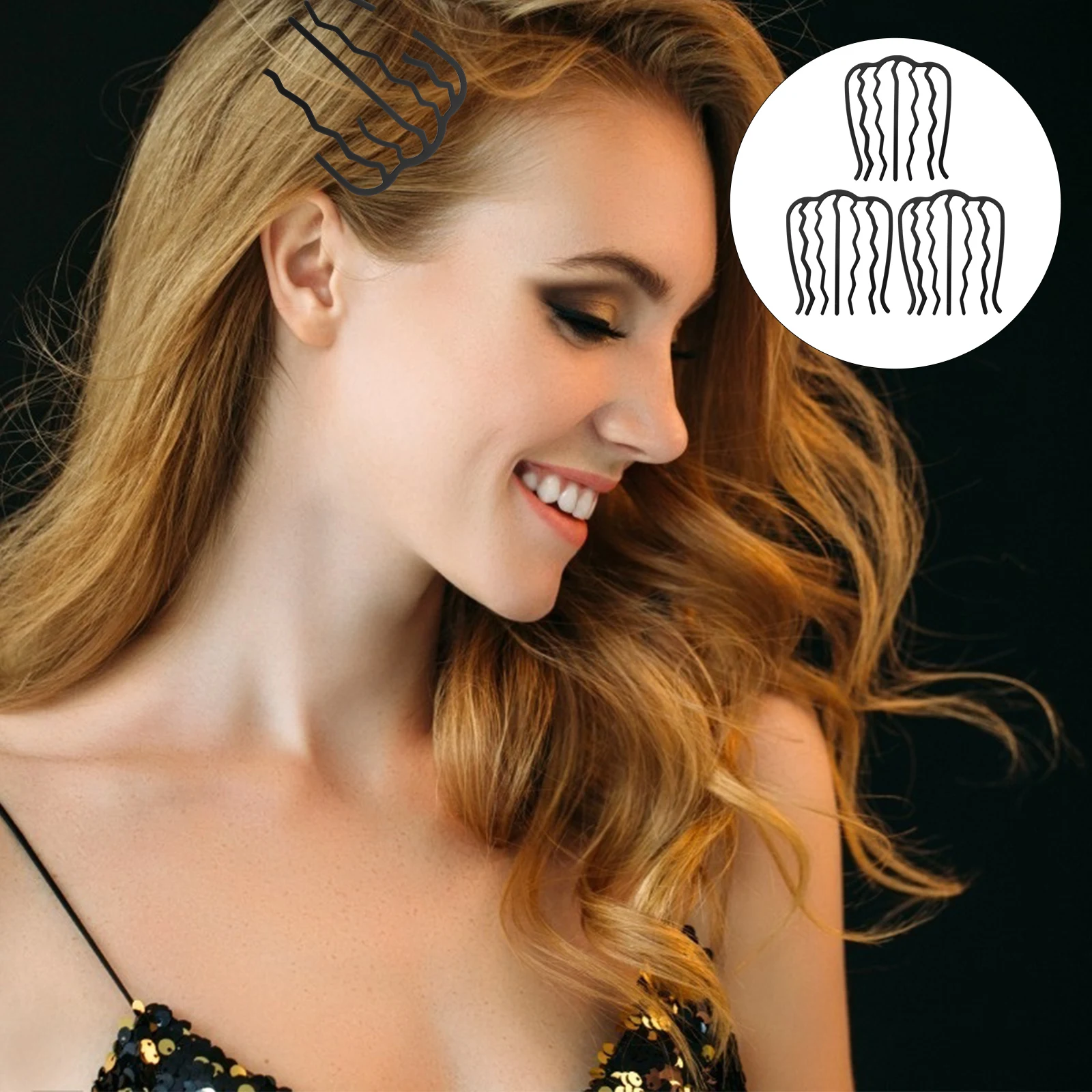 

3 Pcs Fork Sticks Side Combs Accessories Painted Steel Decorative Bride Hairpins Long Thick Hair Self Use Durable Comfortable