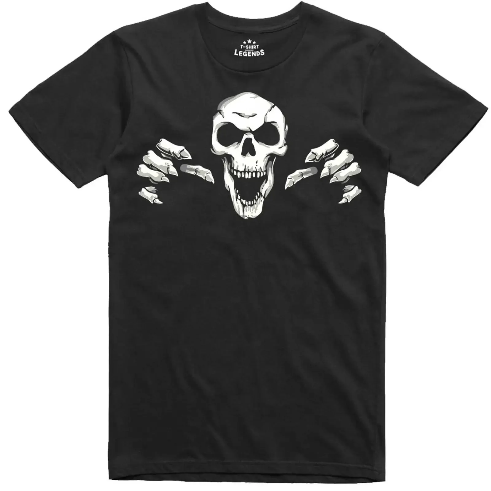 Horror Mens T Shirt Skull Laughing Skeleton Gothic Regular Fit 100 Cotton vintage Washed homme Breathable designer clothes