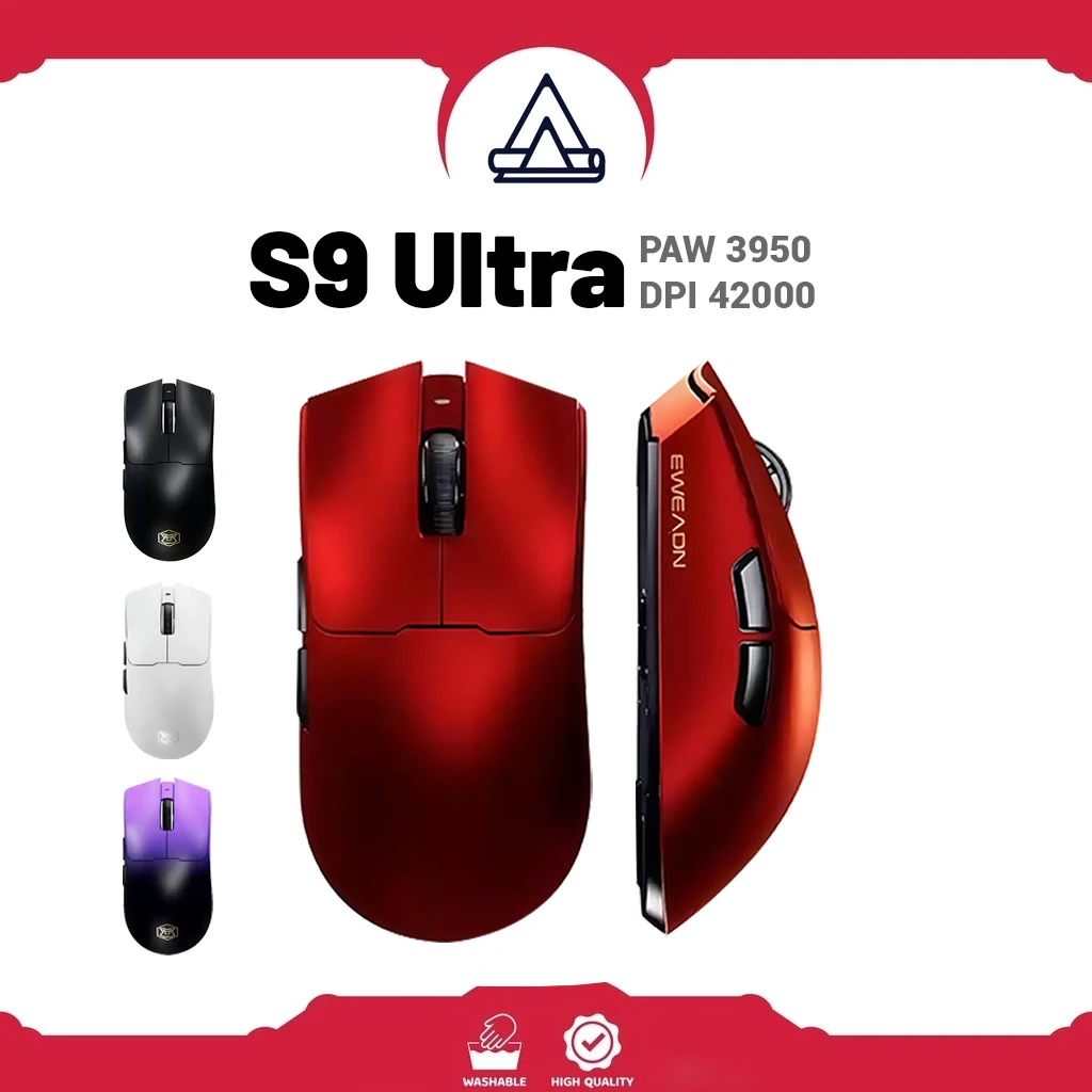 

EWEADN S9 Ultra Wireless Gaming Mouse Triple Mode double 8K Polling PAW3950 42000DPI Programmable For FPS Moba CSGO PC/Win/Mac