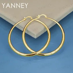 Wholesale 925 Sterling Silver 18K Gold 50MM Simple Hoop Earrings For Women Fashion Charm Gift Jewelry Wedding Accessories
