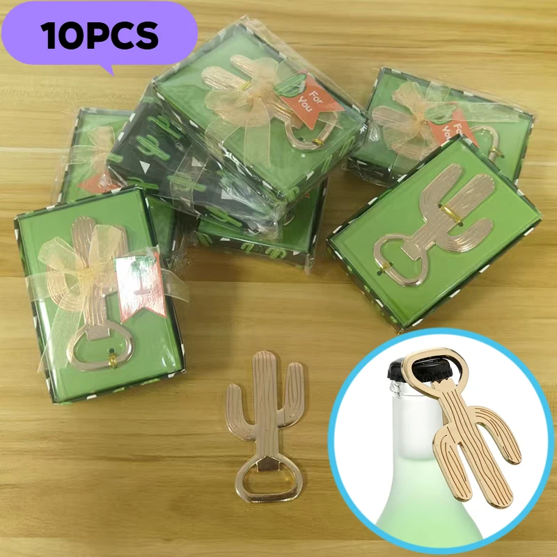 10pcs Alloy Package Bottle Opener Funny Gifts Cactus Shape Beer Openers Tools Creative Wedding Favors