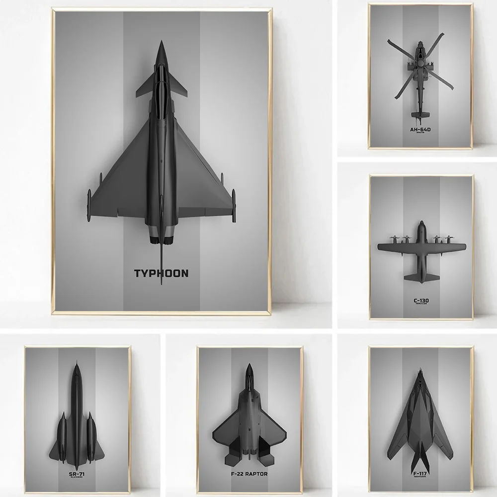 

Minimalist Aircraft Design Canvas Painting Wall Art Retro Black Posters Prints For Living Room Home Decor Aesthetics Gift