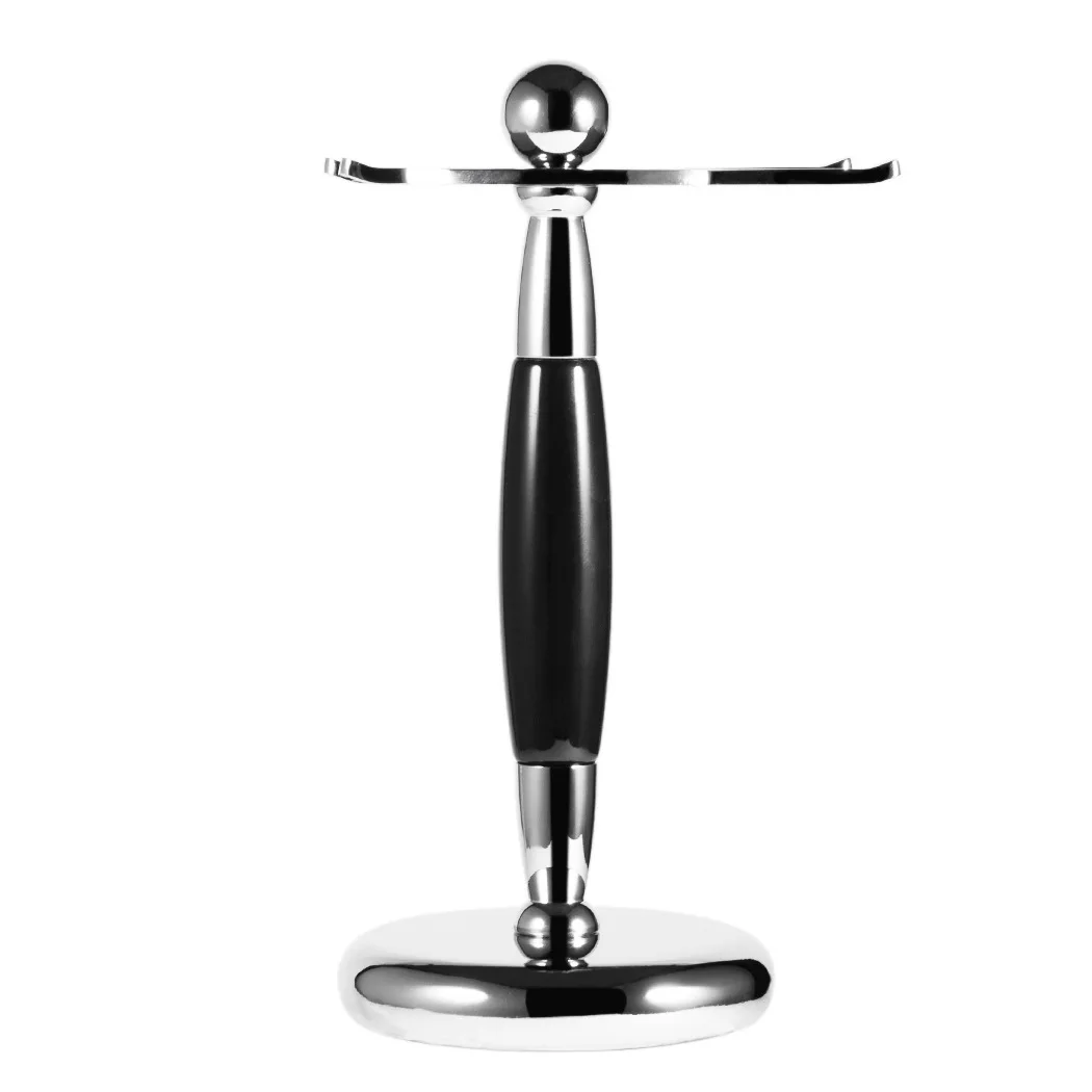 فرشاة حلاقة ممتازة من الفولاذ المقاوم للصدأ ، حامل حلاقة ، قاعدة أنيقة مرجحة ، مقبض أسود