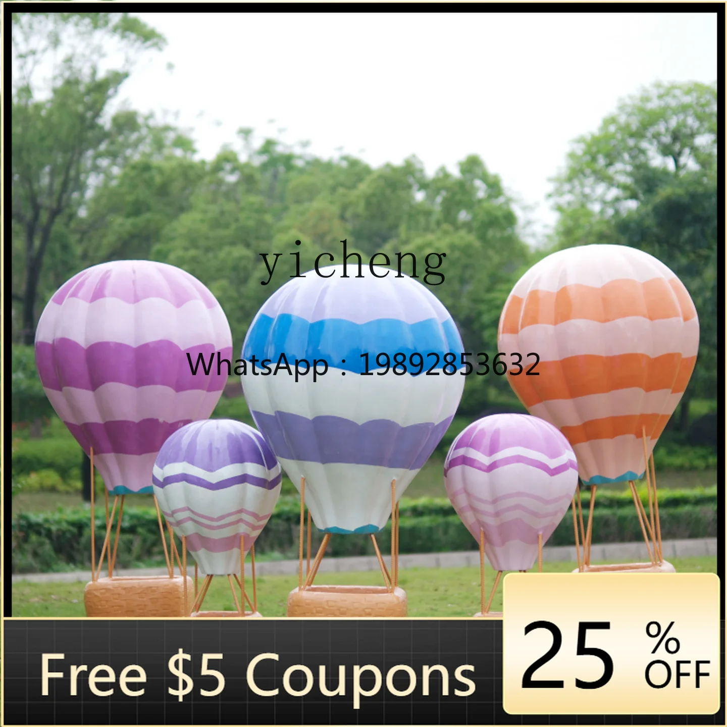 outdoor simulation hot air balloon fiberglass sculpture garden landscape playground lawn beautiful decoration ornament