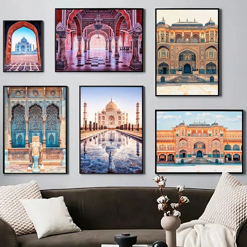 India City Gallery Wall Canvas Painting Taj Mahal Print Photography Wall Art Pictures Architecture Poster Nordic Home Decor