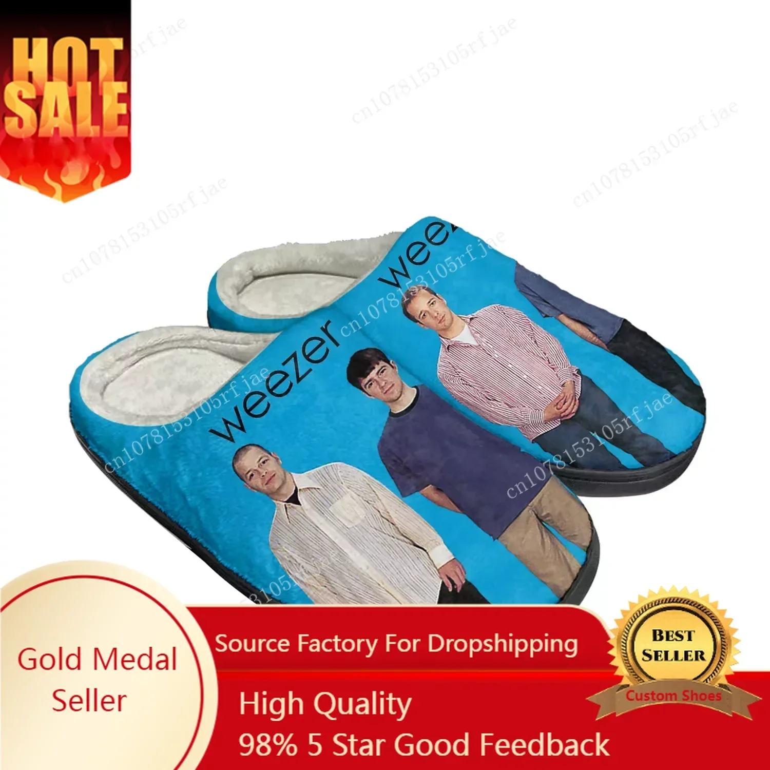 

Weezer Pop Rock Band Home Cotton Custom Slippers Mens Womens Sandals Plush Bedroom Casual Keep Warm Shoe Thermal Slipper Black