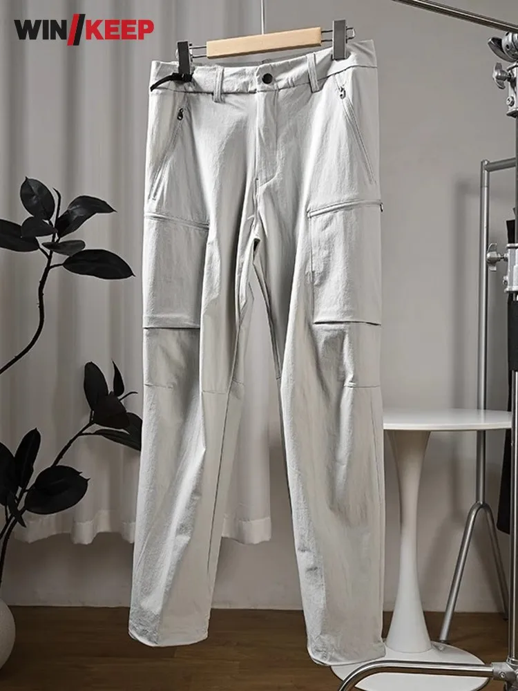 

Summer Outdoor Mens Hiking Pants Anti Splashing Water Quick Dry Sweatpants Sports Loose Fit Straight Camping Trekking Trousers