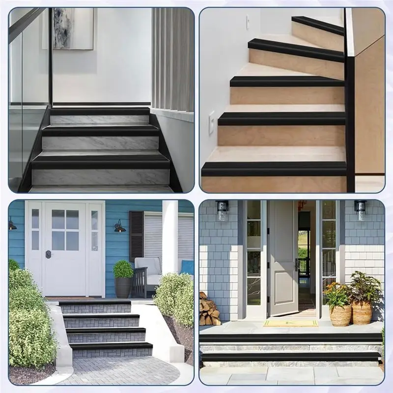【LIMITED TIME DISCOUNT】Stair Edge Protector Vinyl Staircase Step Edge Protector For Outdoor Indoor Black