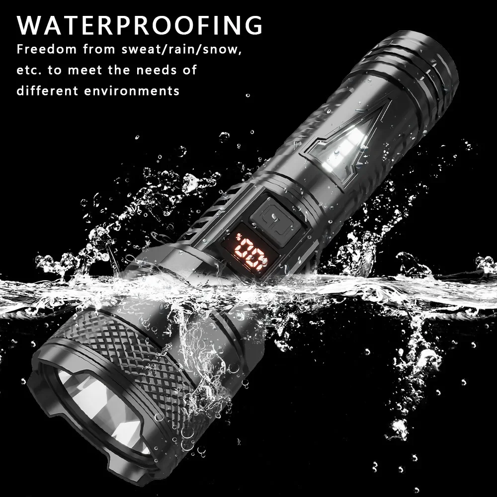 Portable Rechargeable LED Flashlights High Power Military Tactical Flashlight With Sidelight Torch Outdoor Camping Fishing Lamp