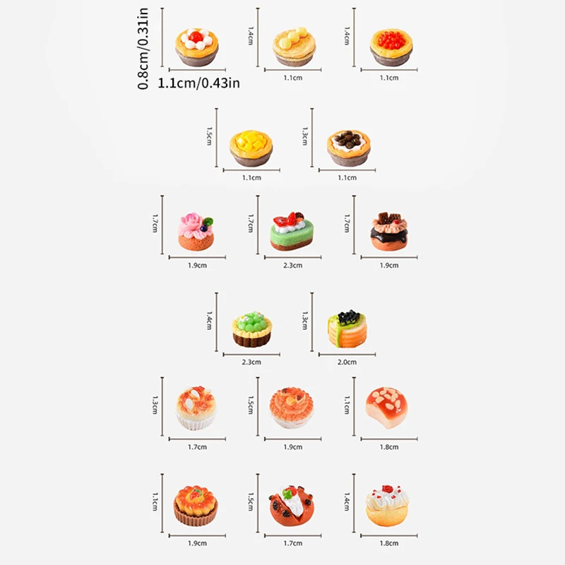 5Pcs/6pcs 1:12 Dollhouse Miniature Fruit Cake Egg Tart Bread Dessert Model Kitchen Food Decor Toy Doll House Accessories