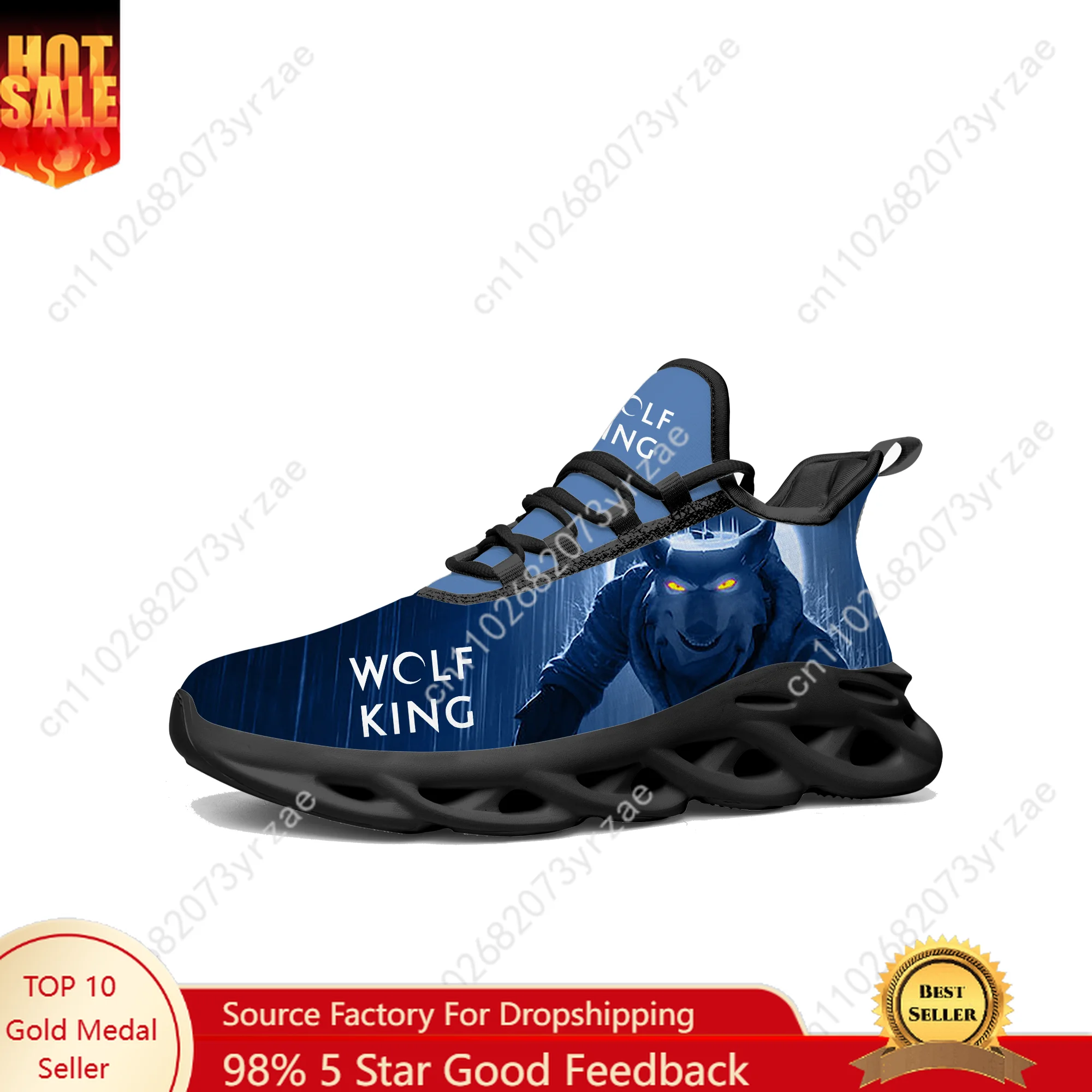 

Wolf King, кружевная сетчатая обувь, кроссовки на плоской подошве, мужская и женская спортивная обувь, модные удобные спортивные кроссовки высокого качества на заказ Footwe