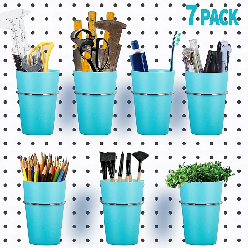 7 Sets Pegboard Hooks With Pegboard Cups Ring Style Pegboard Bins With Rings Pegboard Cup Holder Accessories