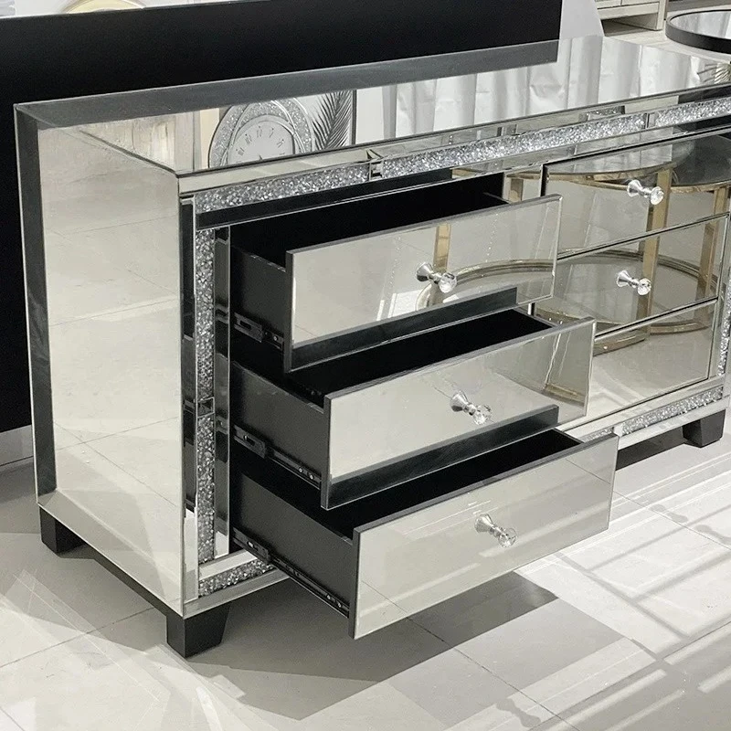 light luxury mirror glass bookcase, modern simple home bedroom, living room, hotel storage cabinet