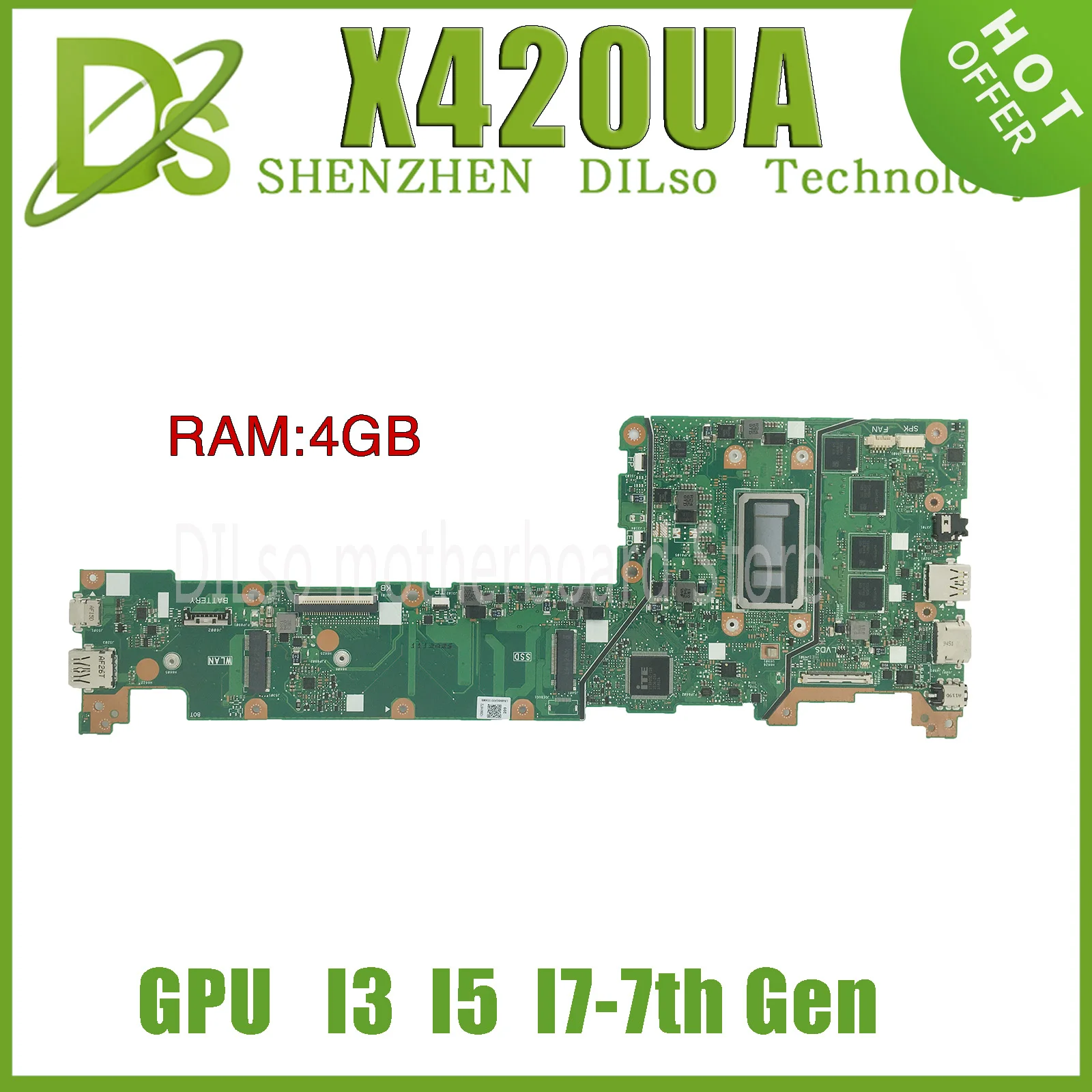 

KEFU X420UA Mainboard For ASUS VivoBook 14 Y406U Y406UA X420UA Laptop Motherboard W/I3 I5 I7 4417U 4GB-RAM 100% Fully Tested