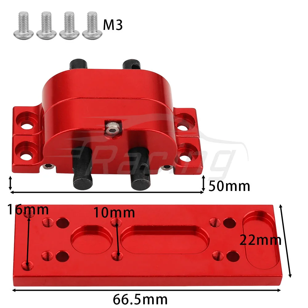 Skrzynia rozdzielcza ze stopu metali Skrzynia biegów z płytą montażową do Axial SCX10 D90 1/10 RC Car 1/14 Tamiya Truck Upgrade Parts