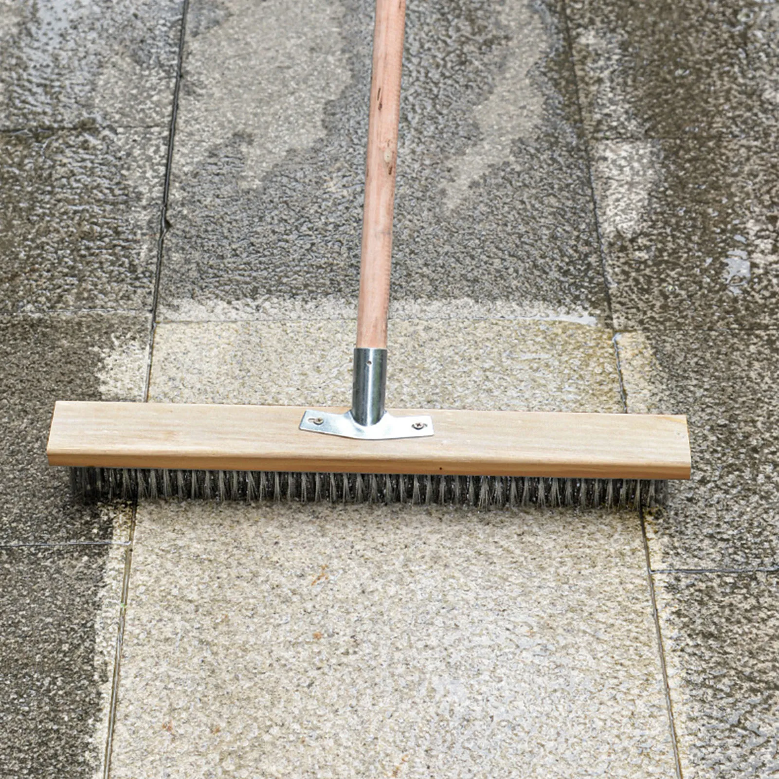 20cm Heavy Duty Deck Scrub Brush Stainless Steel Wire Rough Floor Cleaning Tool for Patio Garage Concrete Deck Cleaning