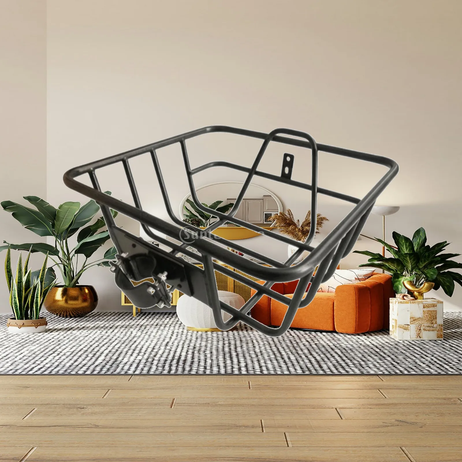 Front Mounted Iron Basket for Two Wheelers with Durable Wire Construction for Convenient Carrying of Personal Items