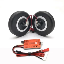 1Set Electric Brake Wheel + EMB Controller 50/55/60/65/70mm Rubber Tire with 4/5mm Axle ABS System for Turbojet Ducted Airplane