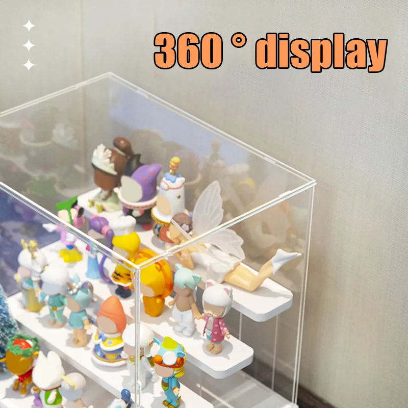 

Dustproof Protection Showcase Acrylic Display Case with Steps Countertop Box Organizer Stand for Action Figures/Toy/Collectibles