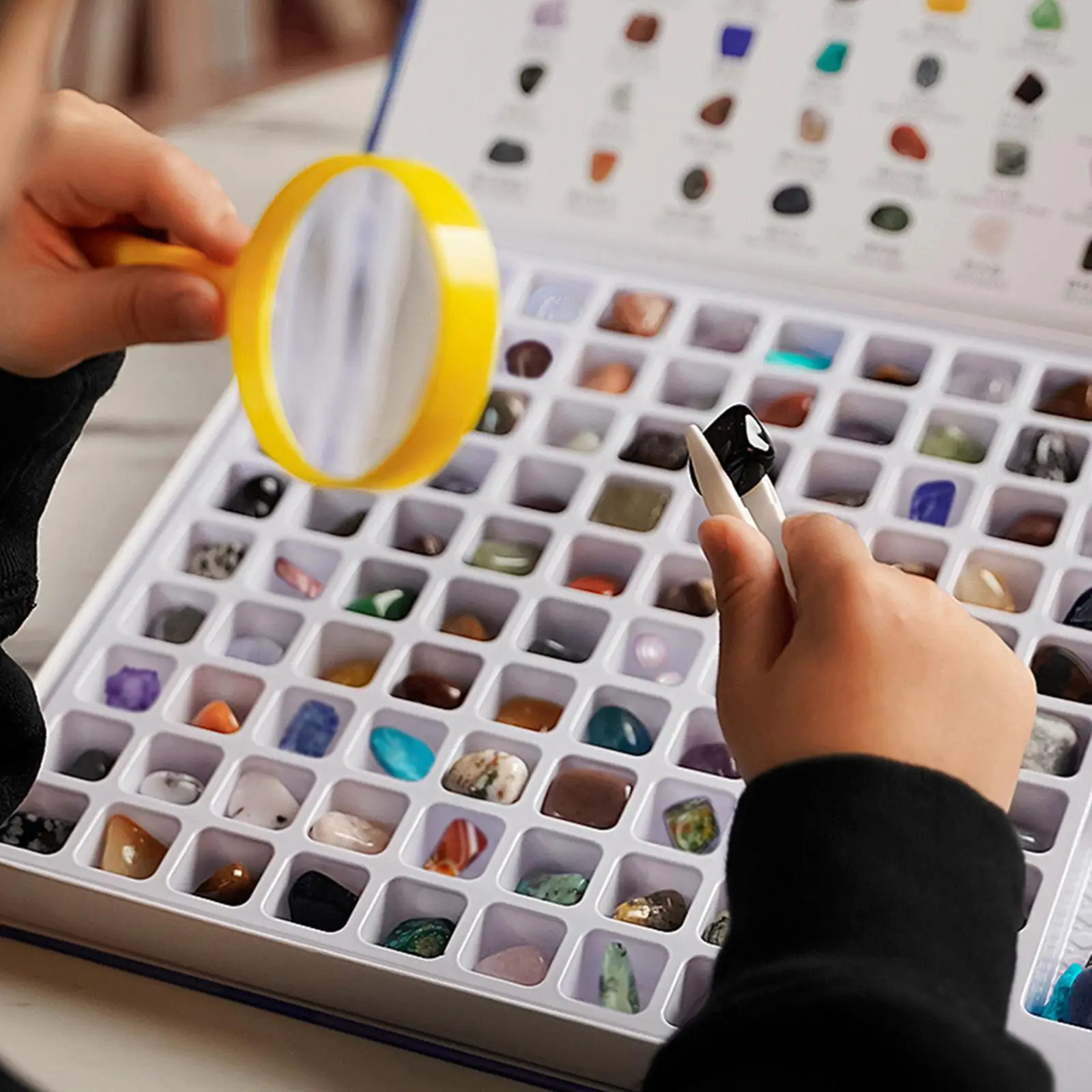 

100Pcs/Box Rock & Mineral Collection Magnifying Glass Stemscience Education ID