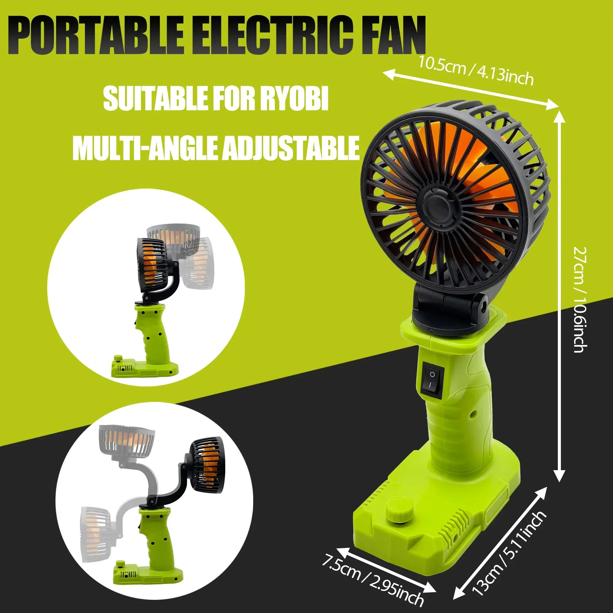 P108 Power Tool Part for Ryobi 18V Li-ion Battery USB Type-C Power Bank Infinite Speed Regulating Desk Fan Foldable Electric Fan