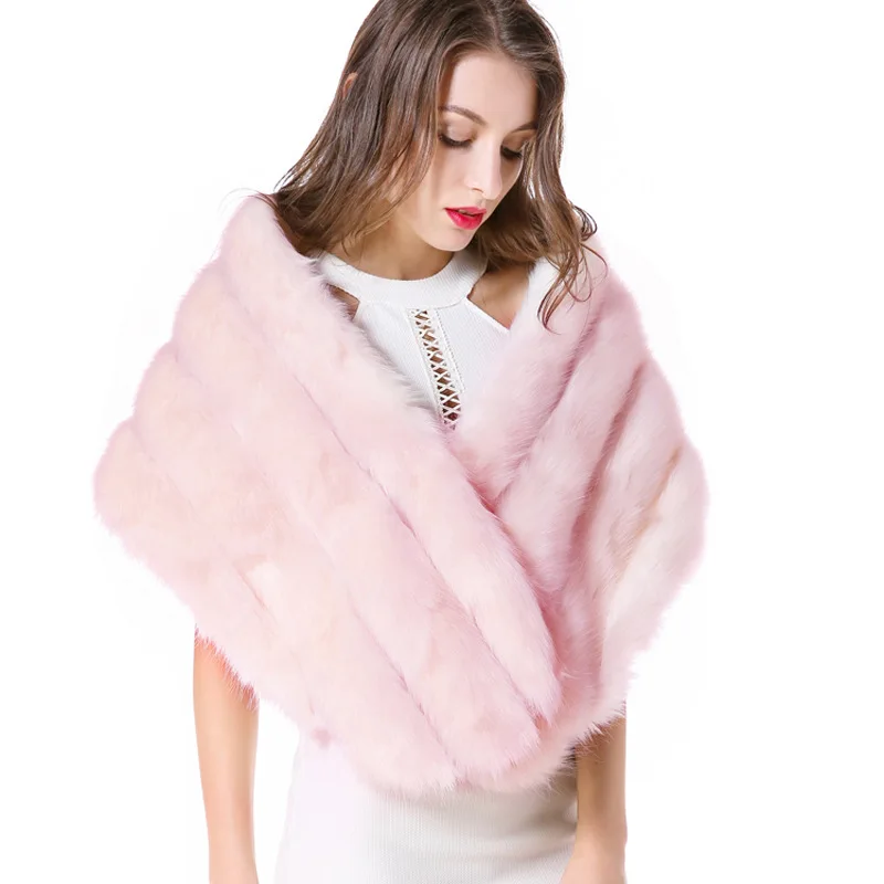 Fur shawl imitation fur mink stripes thickened cape fur vest