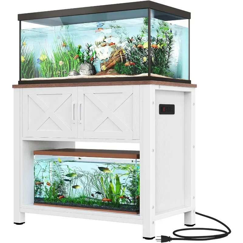 

Heavy Duty Metal Aquarium Stand with Power Outlets, Cabinet for Fish Tank Accessories Storage - Suitable