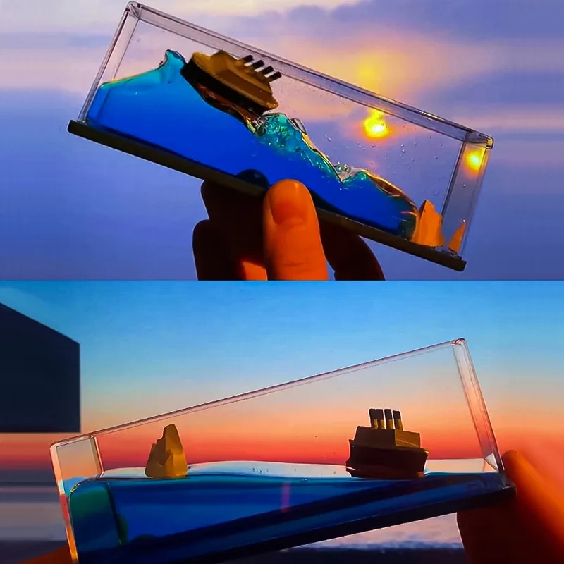 

Cruise Ship Fluid Drift Bottle Hourglass Living Room Decoration Creative Boat Sea Ornaments Home Decoration Toys Birthday Gift