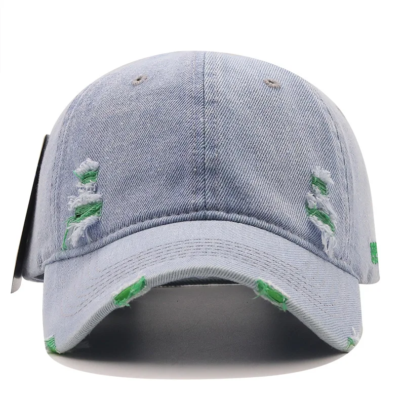 New Men casual Custom logo cotton distressed baseball cap Women Girl washed denim Sports hat Outdoor tennis fishing trucker hat