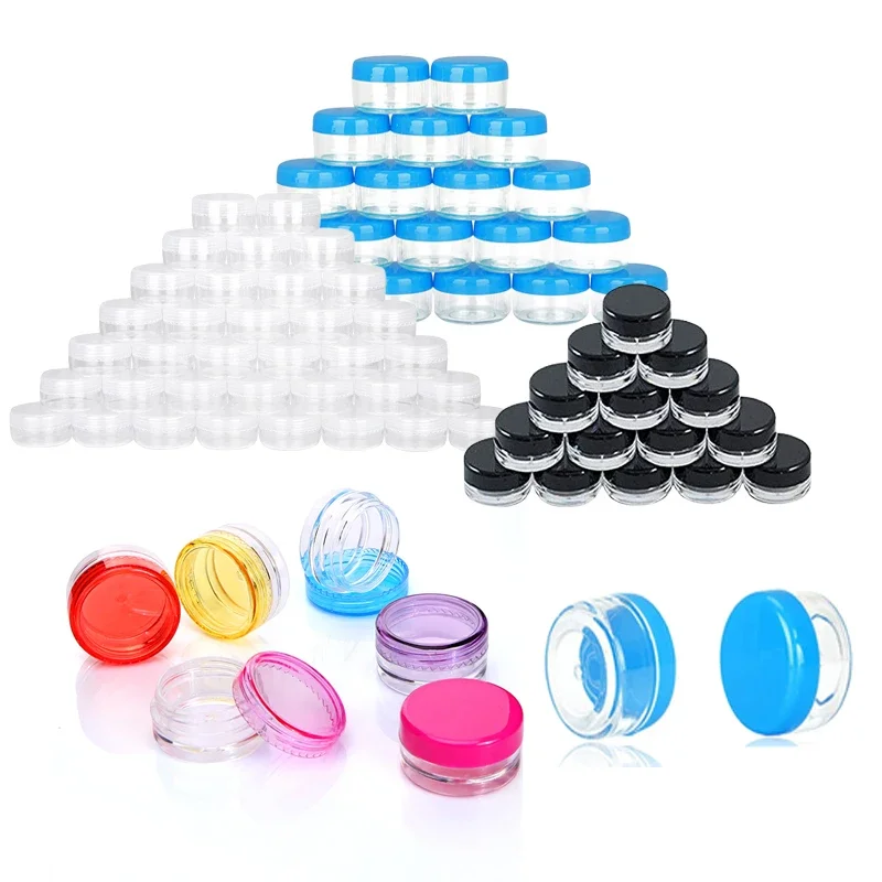 10 Stuks 2/3/5/10/15/20G Kleine Doorzichtige Plastic Cosmetische Potten Met Deksels Lege Mini Ronde Reizen Monster Containers Voor Crèmes Nail Patch