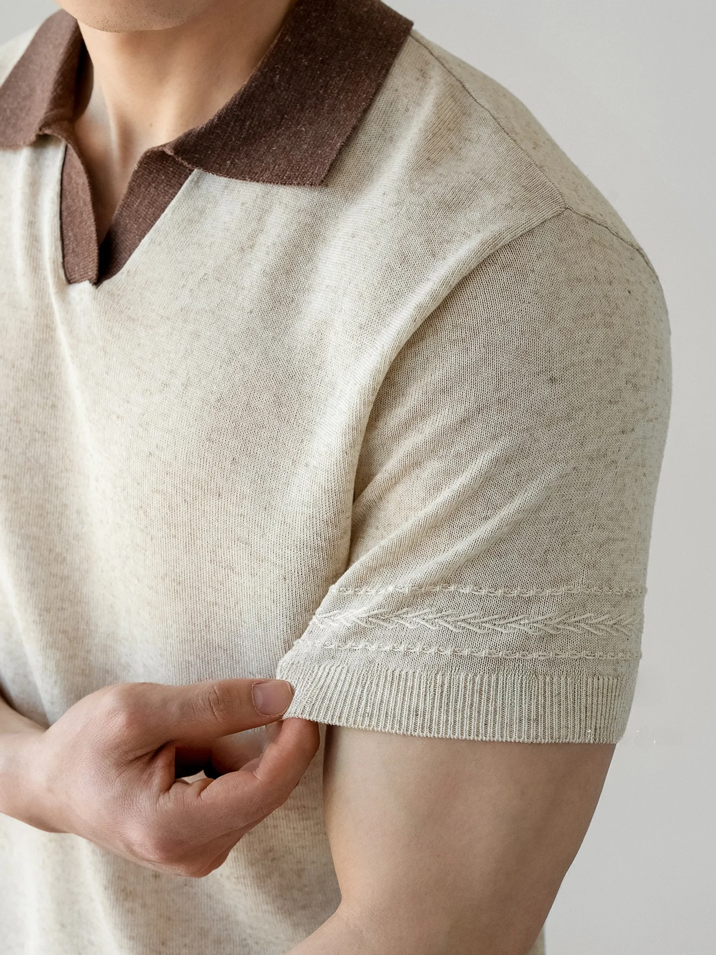 Color Block Seagull Collar Rayon Blended Knitted Short Sleeve T-Shirt Men Summer Commute Cool Sensation Breathable Stretch Th...