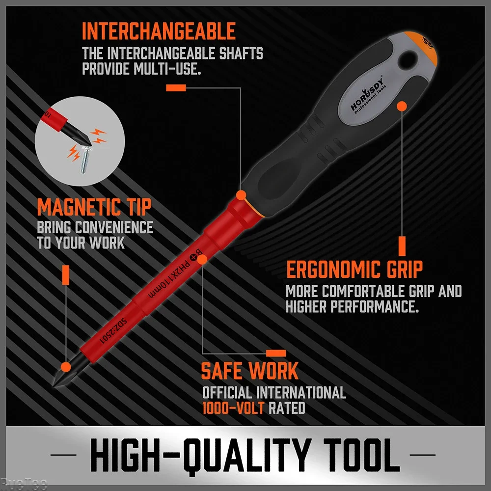 9-Piece Insulated Screwdriver CR-V Material Multifunctional Insulated Electrician Tool Set Prevent Bending Wear-Resistant Handle