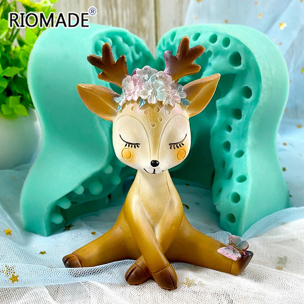 Sika Deer Silicone Mold DIY Candle Aromatherapy Plaster Resin Crafts Making Mould For Chocolate Fondant Cake Decorating Tools