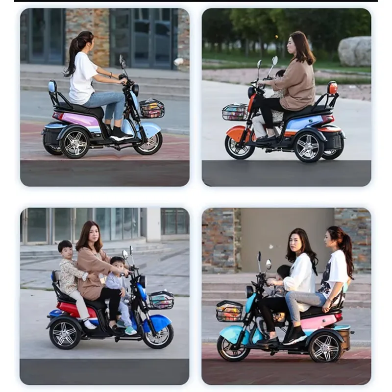 QQA High quality model three-wheel electric tricycle 600W 48V 20AH adult two-seat electric tricycle