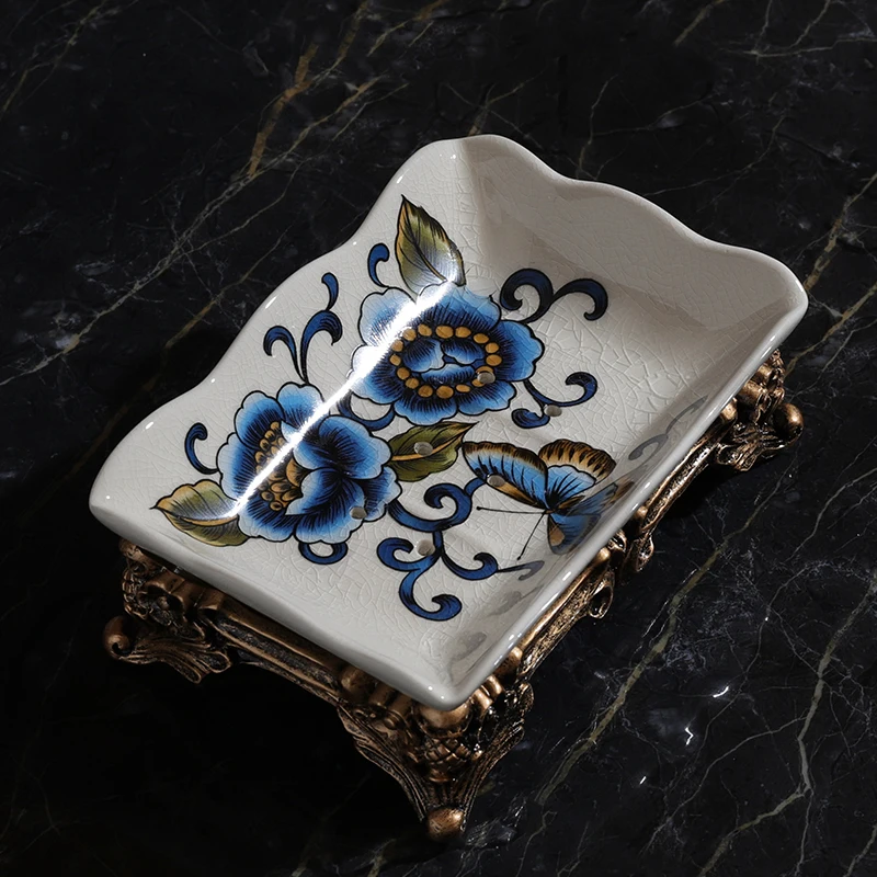 

Роскошная винтажная мыльница, керамический портативный контейнер для мыла, аксессуары для ванной комнаты, мыльница, дорожный держатель