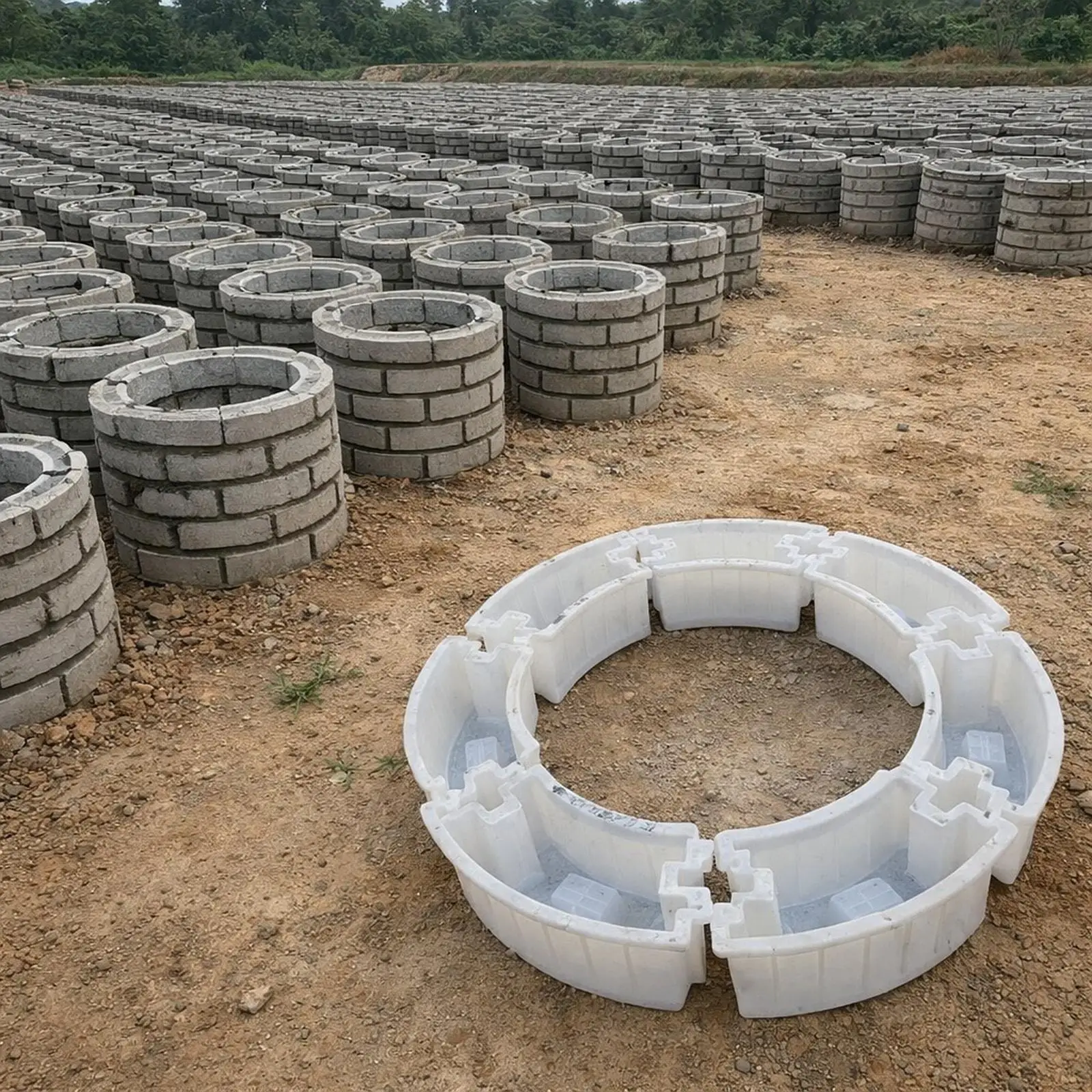 Outdoor Garden Fence Concrete Brick Mould Round Plastic Wall Block Mold for Backyard Yard Lawn Patio Layout