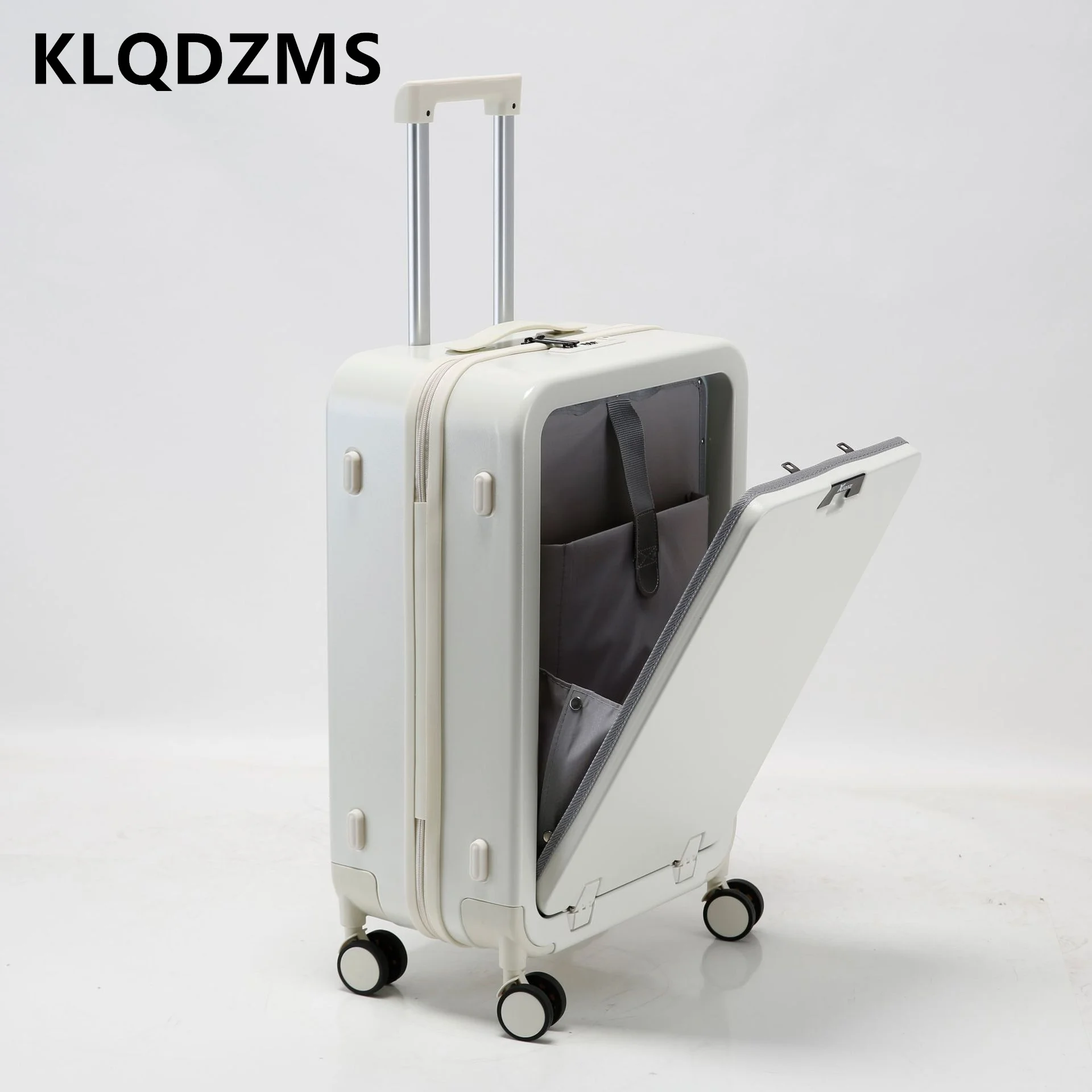 Klqdzms 20 "22" 24 "26 Inch Nieuwe Mannen Front-Opening Met Laptop Laptop Koffer Vrouwen 'S Stevig En Duurzaam Trolley Boarding Bagage