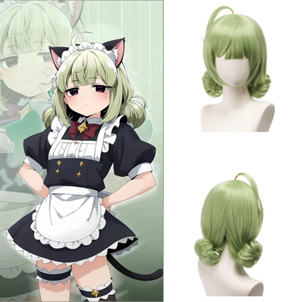 

Anime Araga Kiwi Cosplay Synthetic Hair 12-Inch Light Green One-Piece Hair Fringe Halloween Daily Party High-Quality Wig Natural