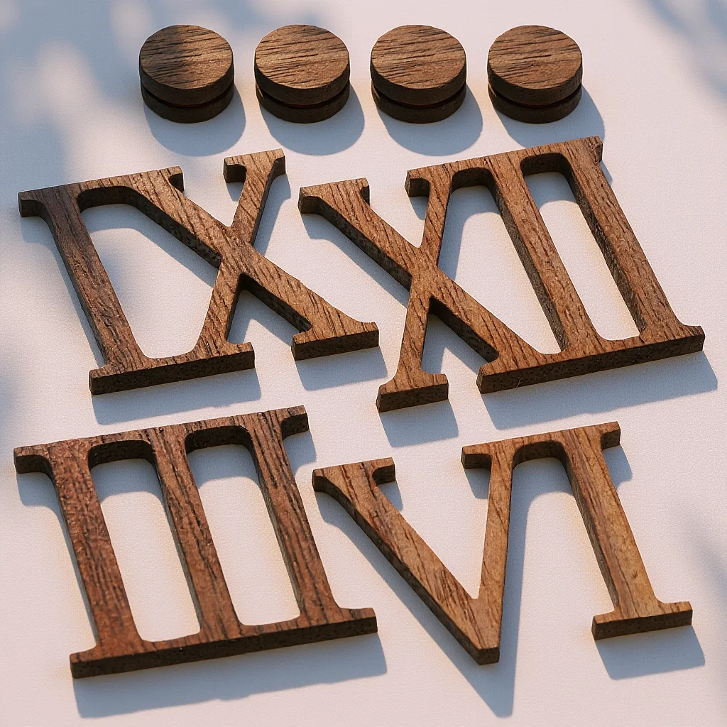 

1pcs Vintage Roman Numerals Large Frameless Wooden Unique Decorative Diy Living Room Bedroom Office Numbers Kit Pendulum Numbers