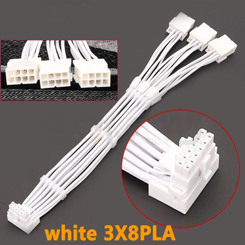 16AWG 12VHPWR PCIE 5.0 3x8pin to16Pin (12+4P) Male 90° Power Extension 30CM Dropship